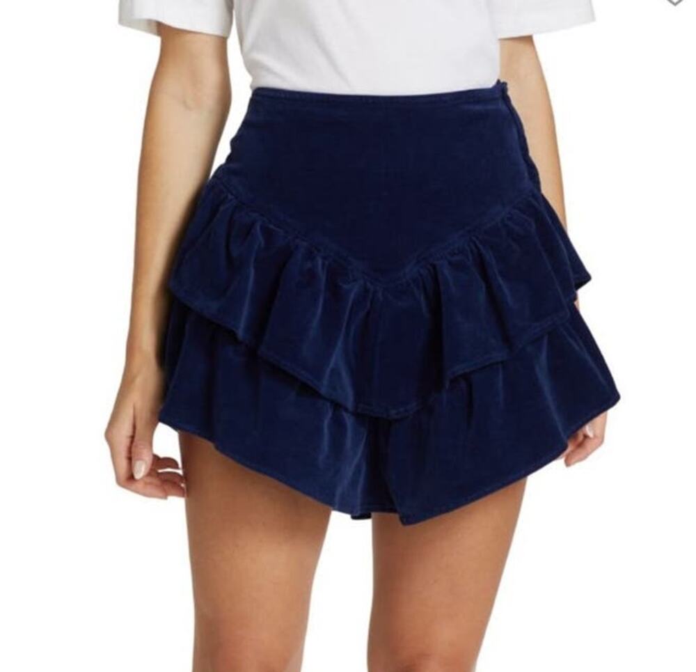 Mother skirt ruffled corduroy miniskirt blue size 28